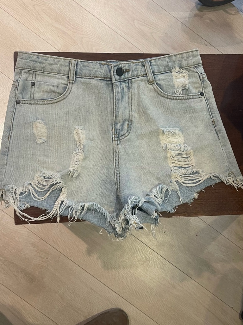 Distressed Light Blue Denim Women’s Shorts